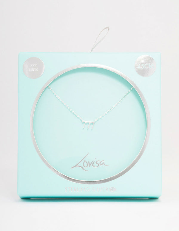 Sterling Silver 777 Angel Number Pendant Necklace