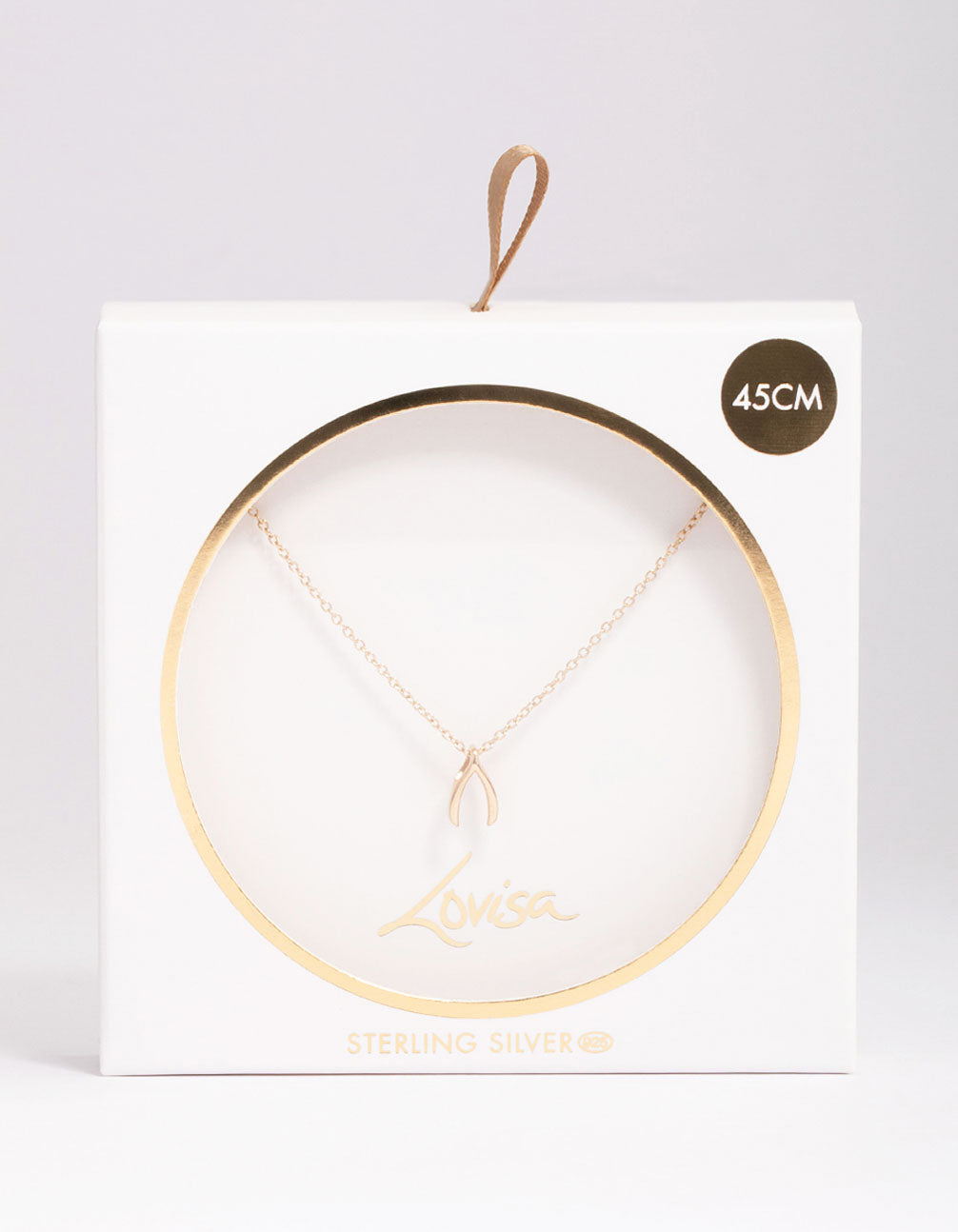 Gold Plated Sterling Silver Wishbone Pendant Necklace