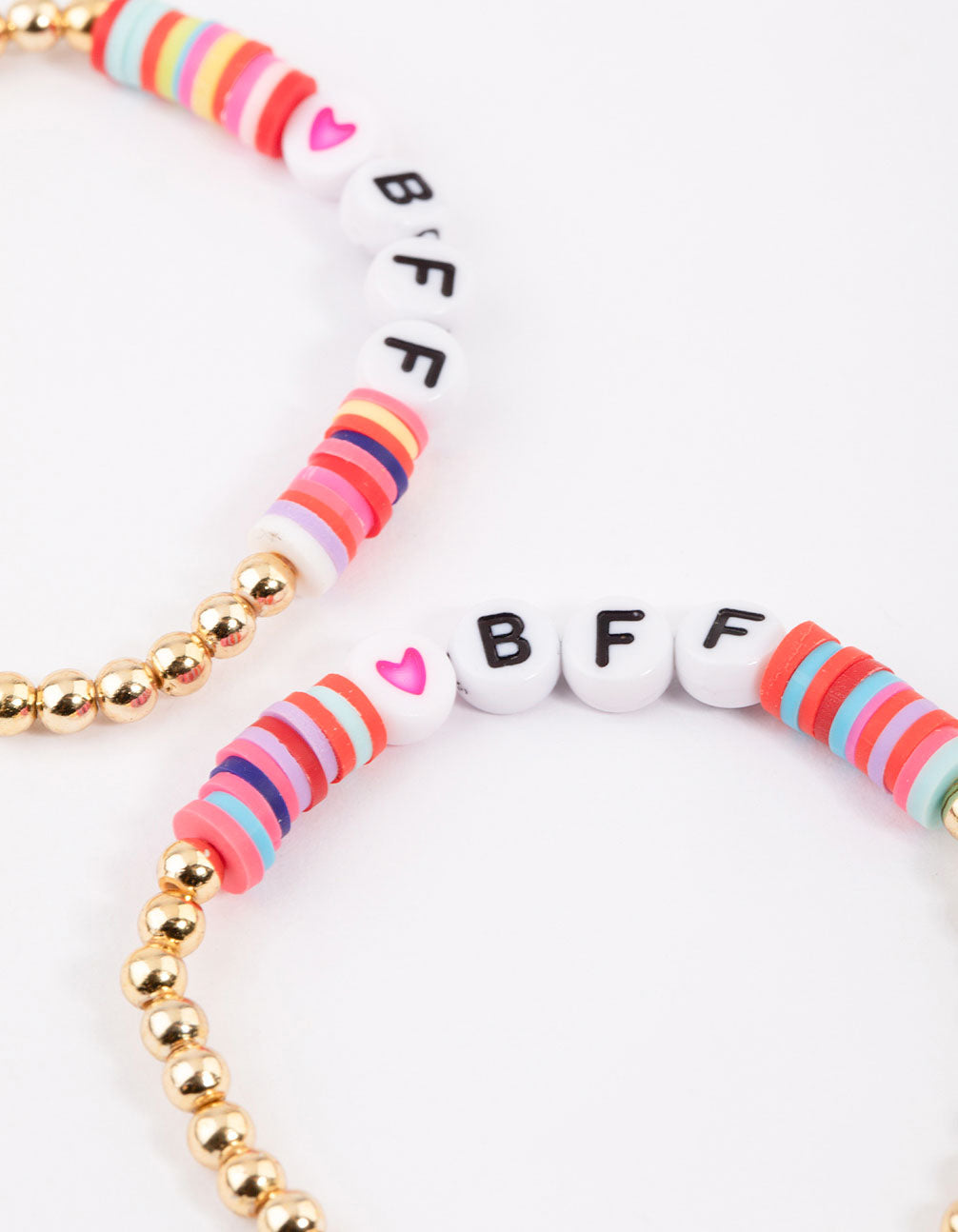 Gold BFF Clear Disc Beaded Bangle Pack