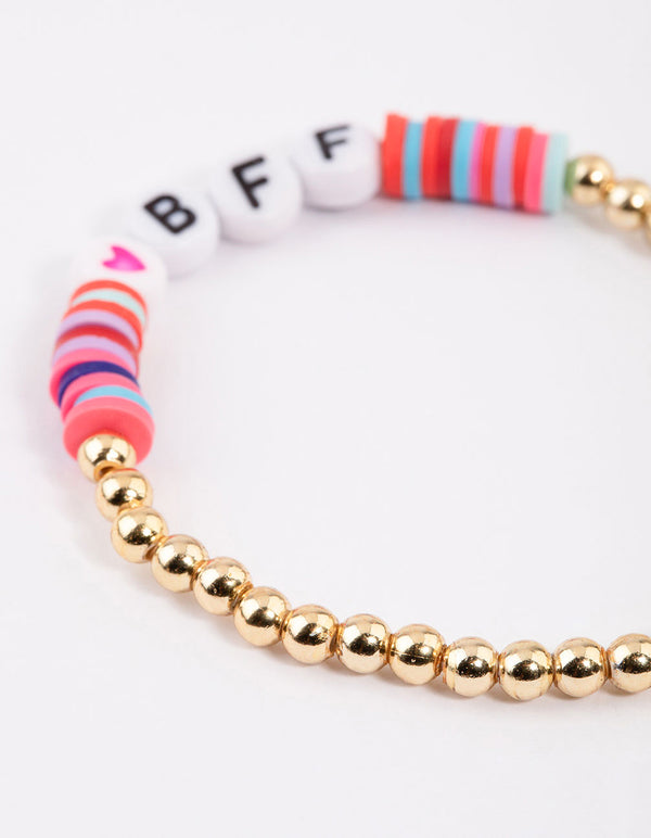 Gold BFF Clear Disc Beaded Bangle Pack