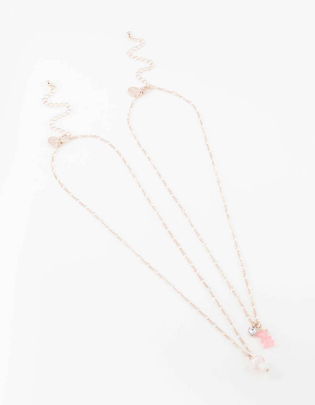 Rose Gold Teddy & Mushroom Short Necklace Pack