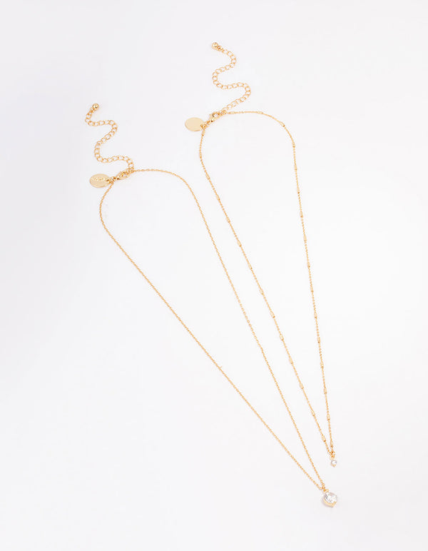 Gold Plated Delicate Cubic Zirconia Necklace Pack