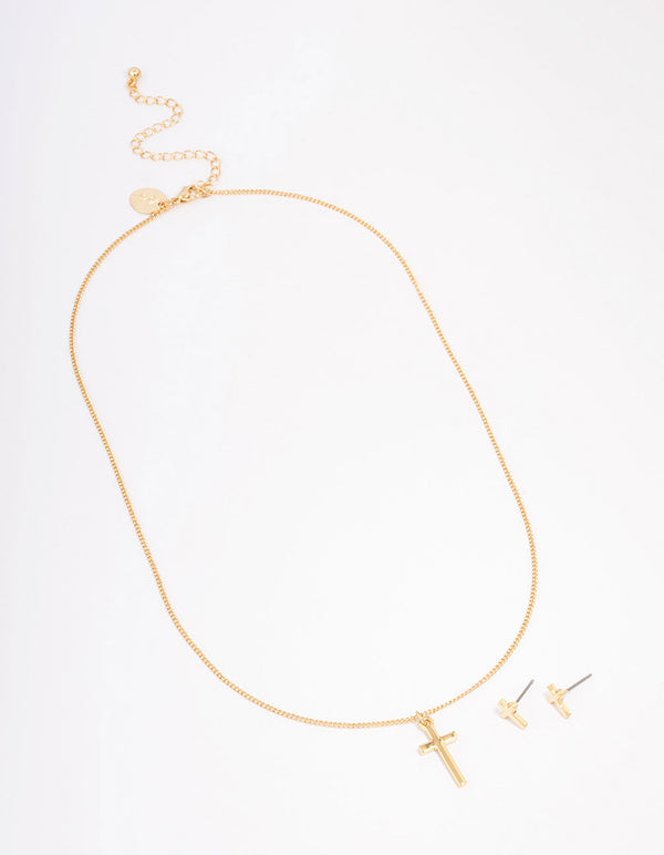 Gold Plated Cross Jewellery Set