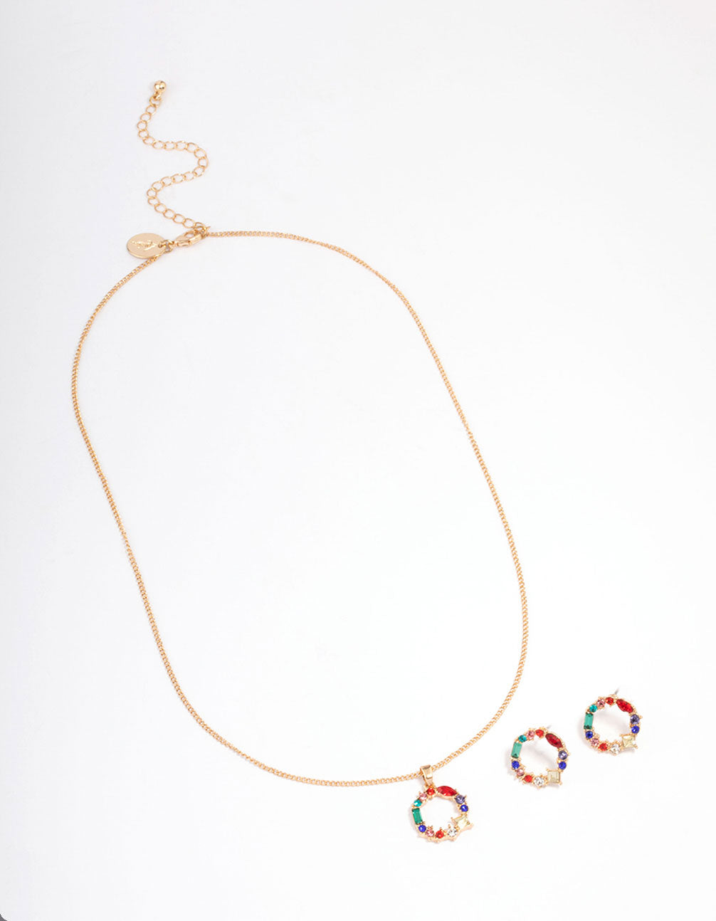 Gold Mixed Stone Wreath Jewellery Set