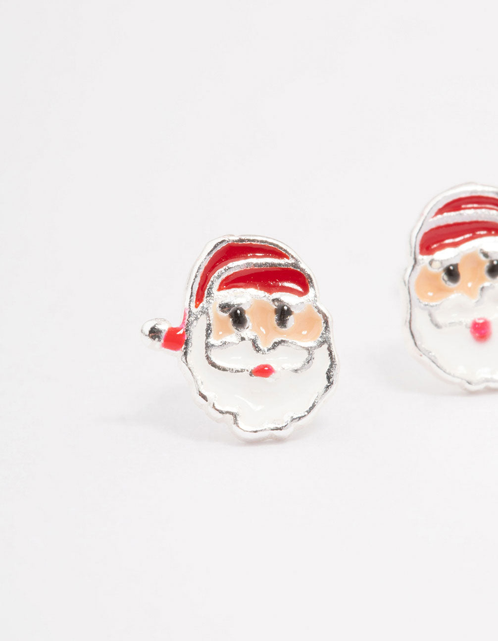 Sterling Silver Santa Stud Earrings