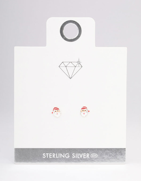 Sterling Silver Santa Stud Earrings