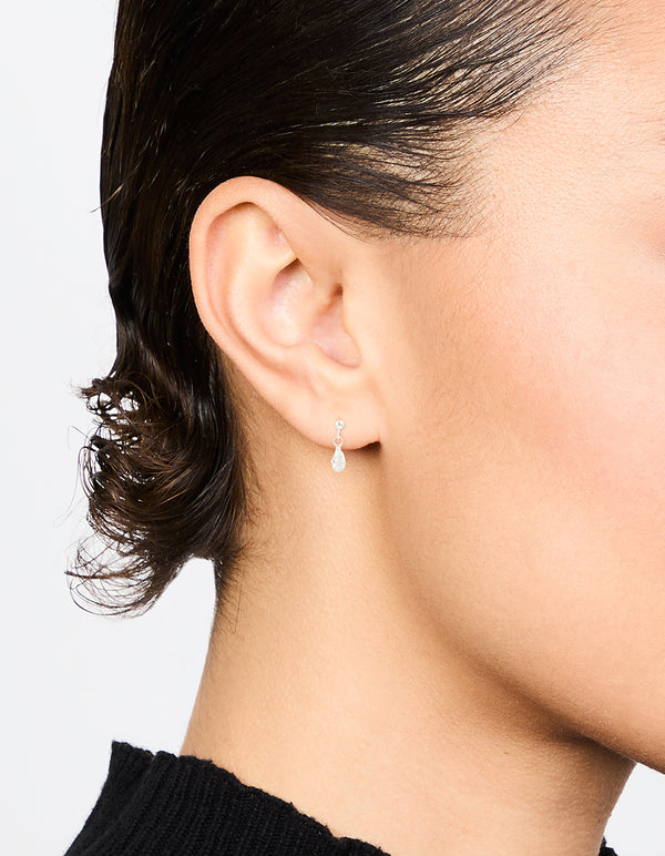 Sterling Silver Pear Cubic Zirconia Drop Earrings