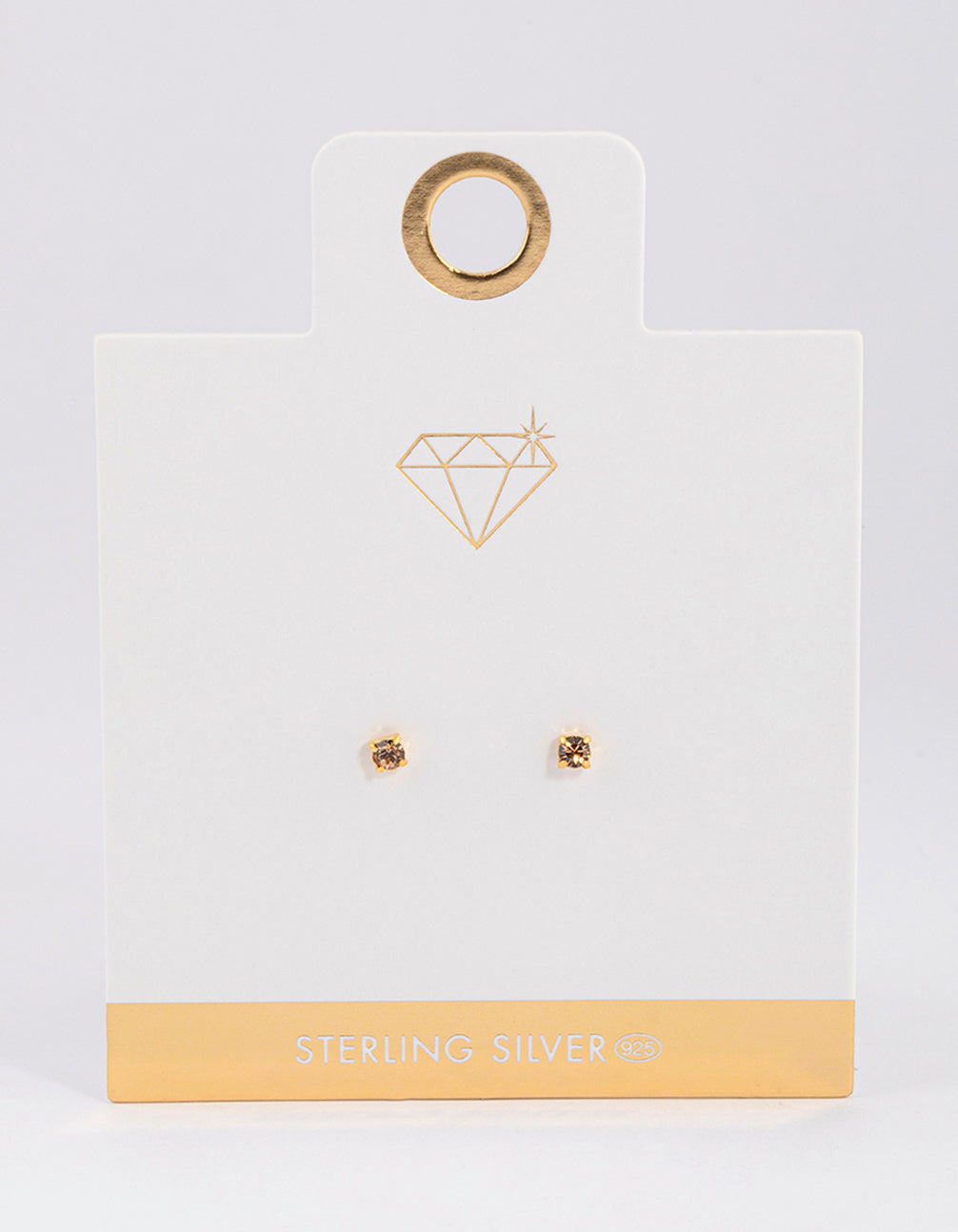 Gold Plated Sterling Silver Diamante Stud Earrings