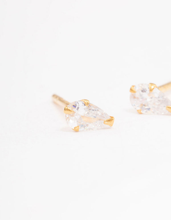 Gold Plated Sterling Silver Baby Pear Stud Earrings