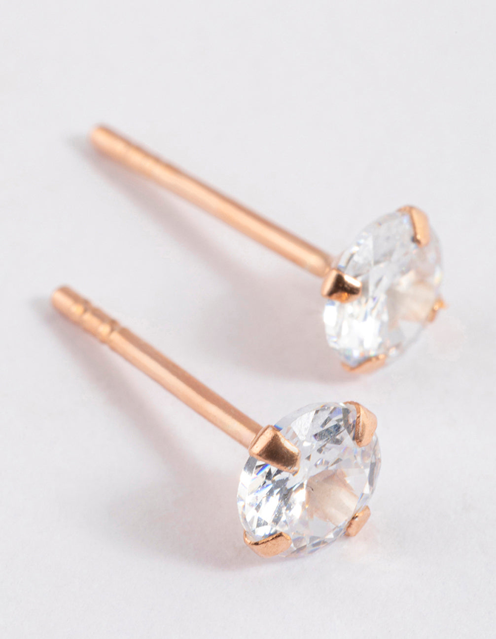 Rose Gold Plated Sterling Silver Cubic Zirconia Stud Earrings