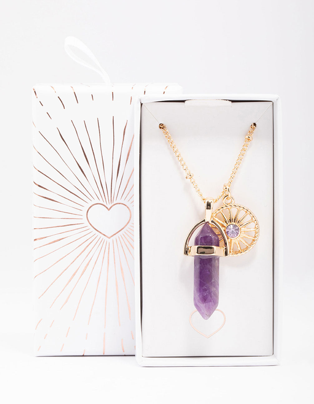 Gold Amethyst Shard Disc Necklace