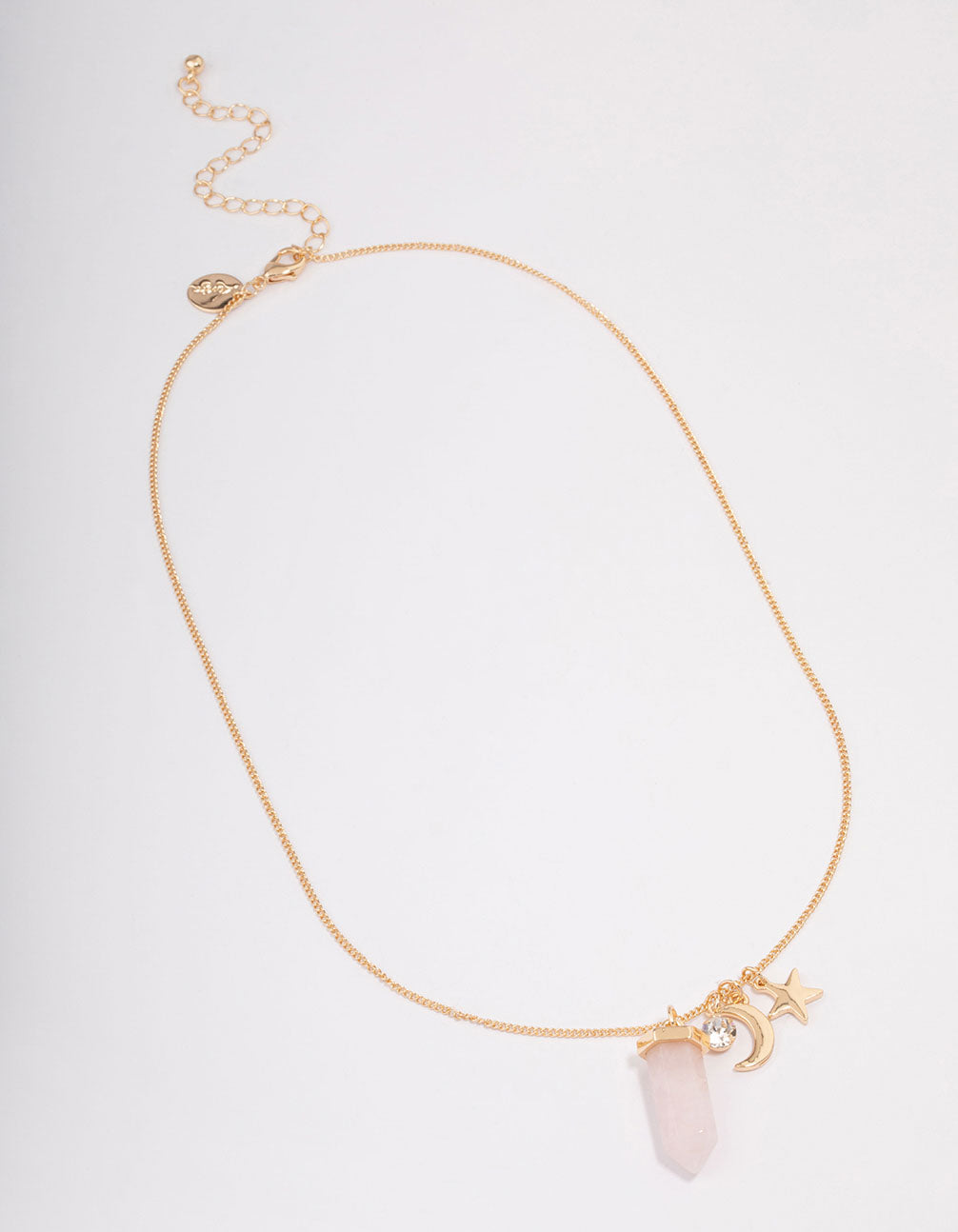 Gold Rose Quartz Celestial Charm Necklace