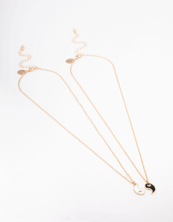 Gold Heart Yin & Yang Necklace Pack