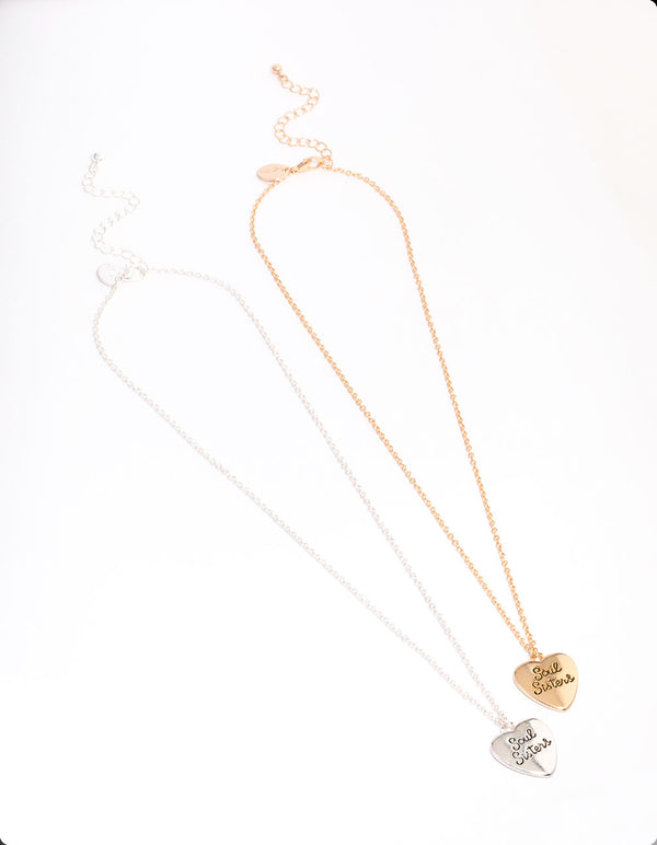 Mixed Metal 'Soul Sister' Heart Necklace Pack