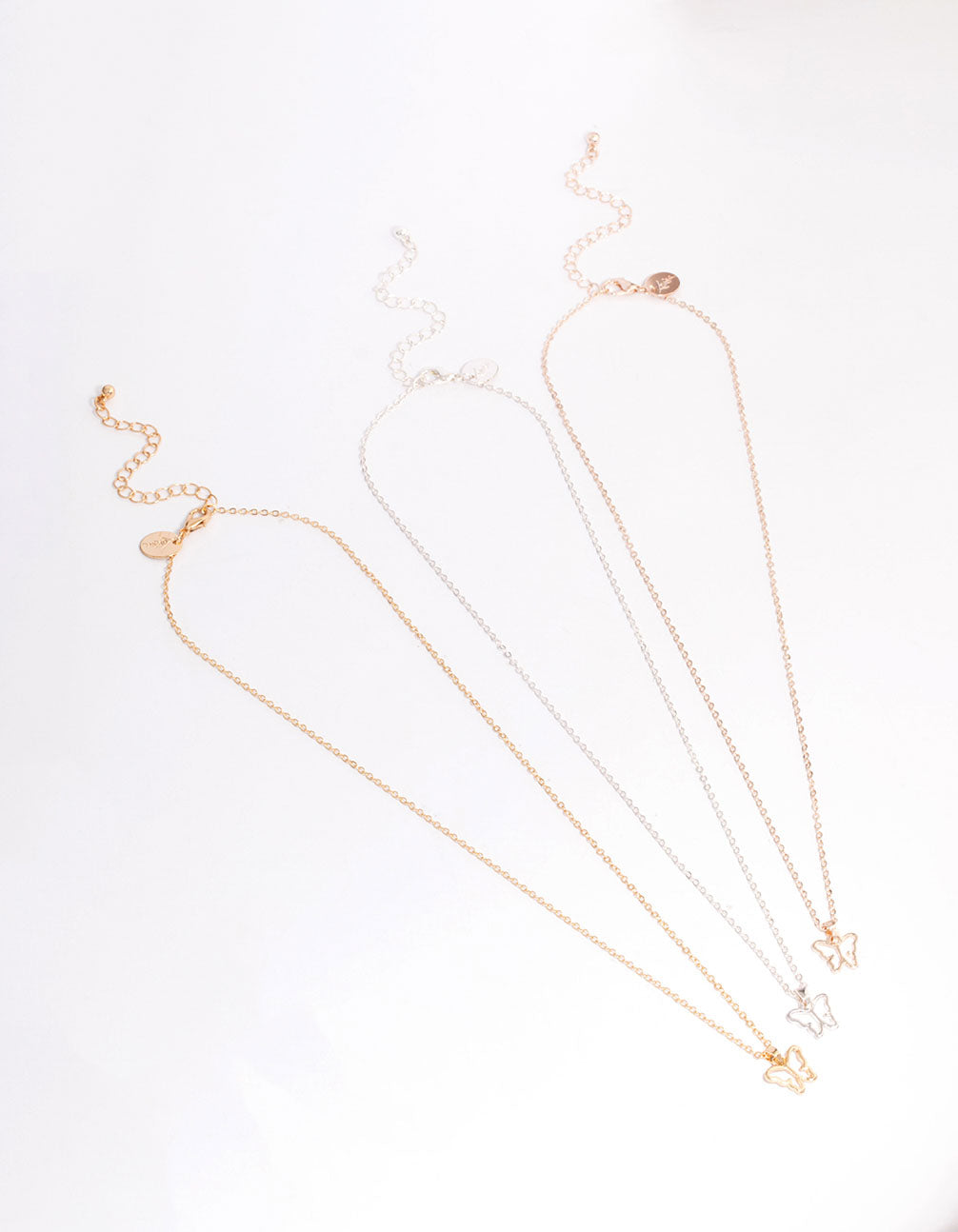 Mixed Metal Couture Butterfly Necklace 3-Pack