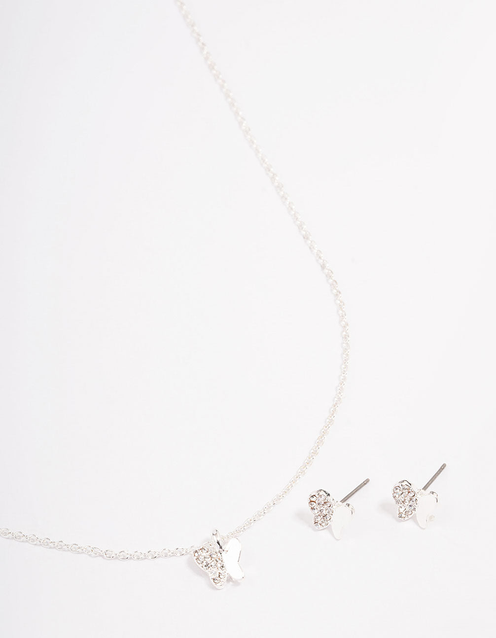 Silver Plated Diamante Butterfly Jewellery Set