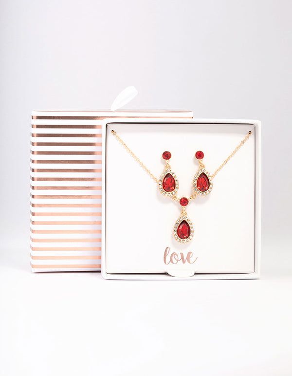 Gold Round & Pearl Halo Jewellery Set