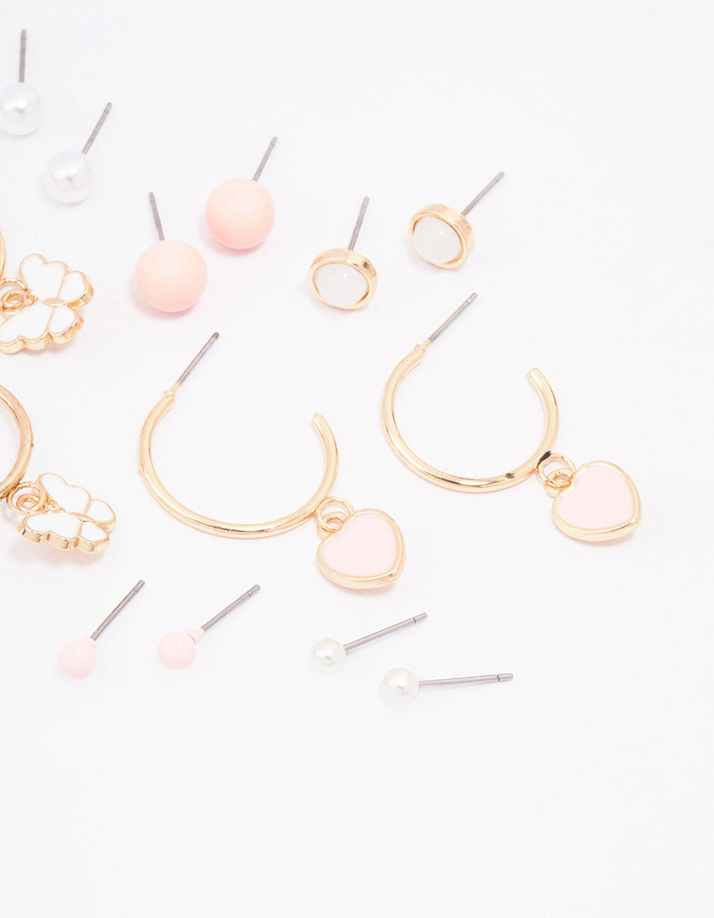Gold Heart & Butterfly Earring 8-Pack