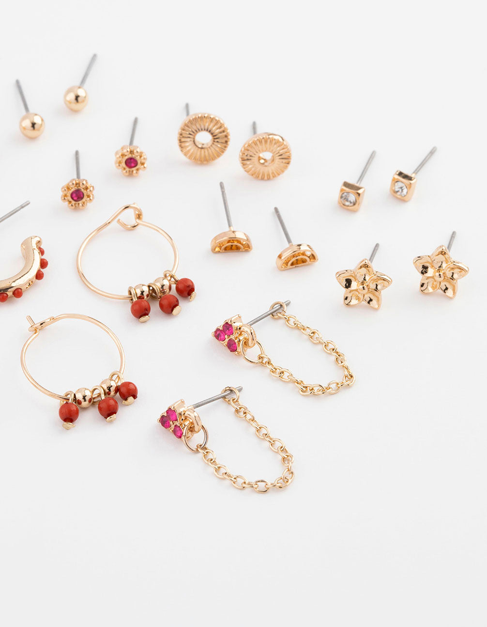 Gold Diamante & Rainbow Flower Earring 12-Pack