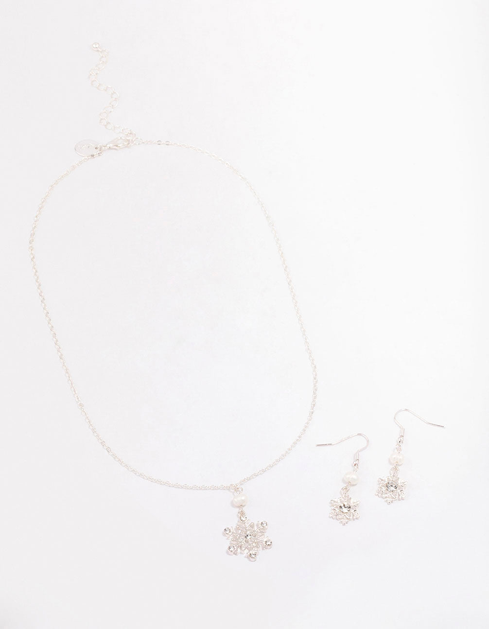 Silver Diamante & Pearl Snowflake Jewellery Set