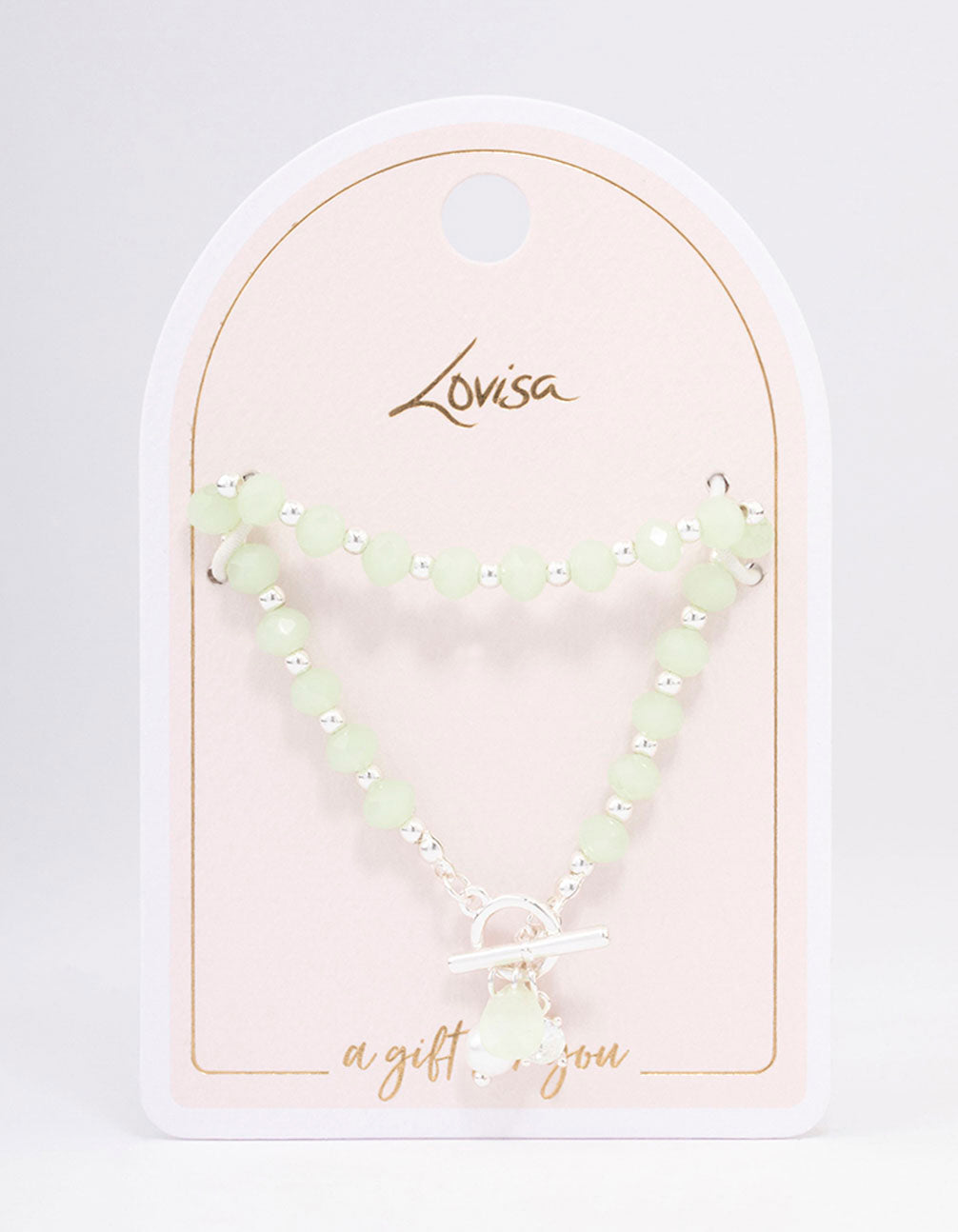 Silver Green Beaded & Pearl Bracelet