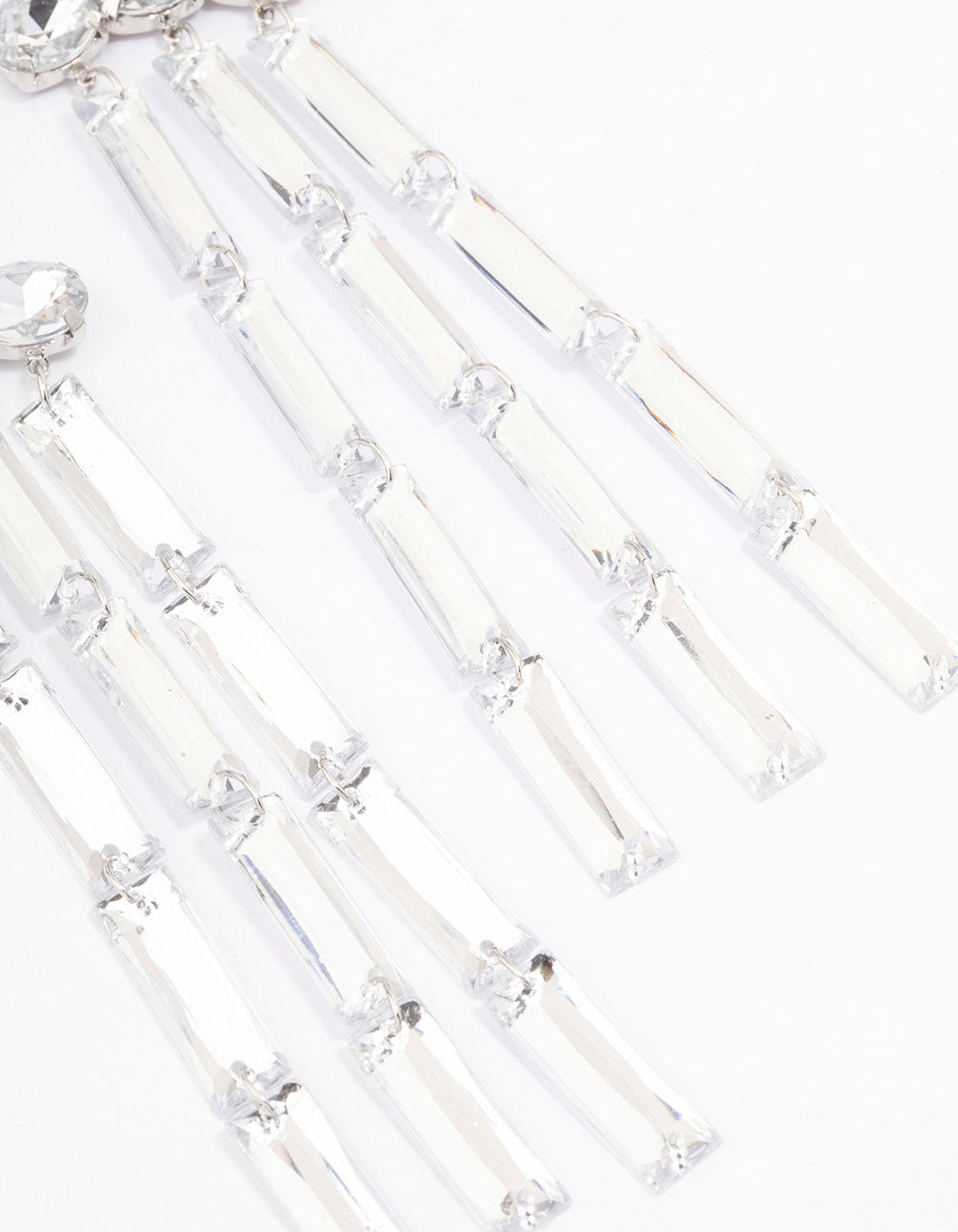 Silver Diamante Drop Chandelier Earrings