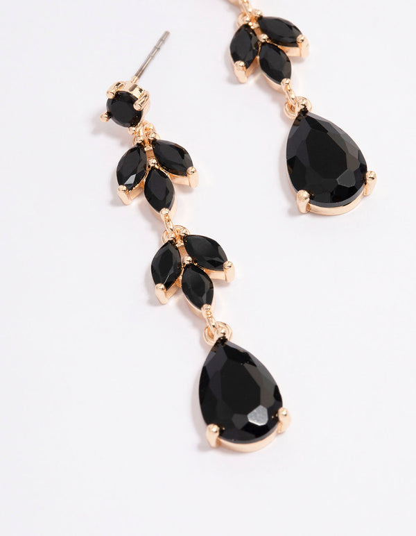 Gold Double Vine Teardrop Earrings