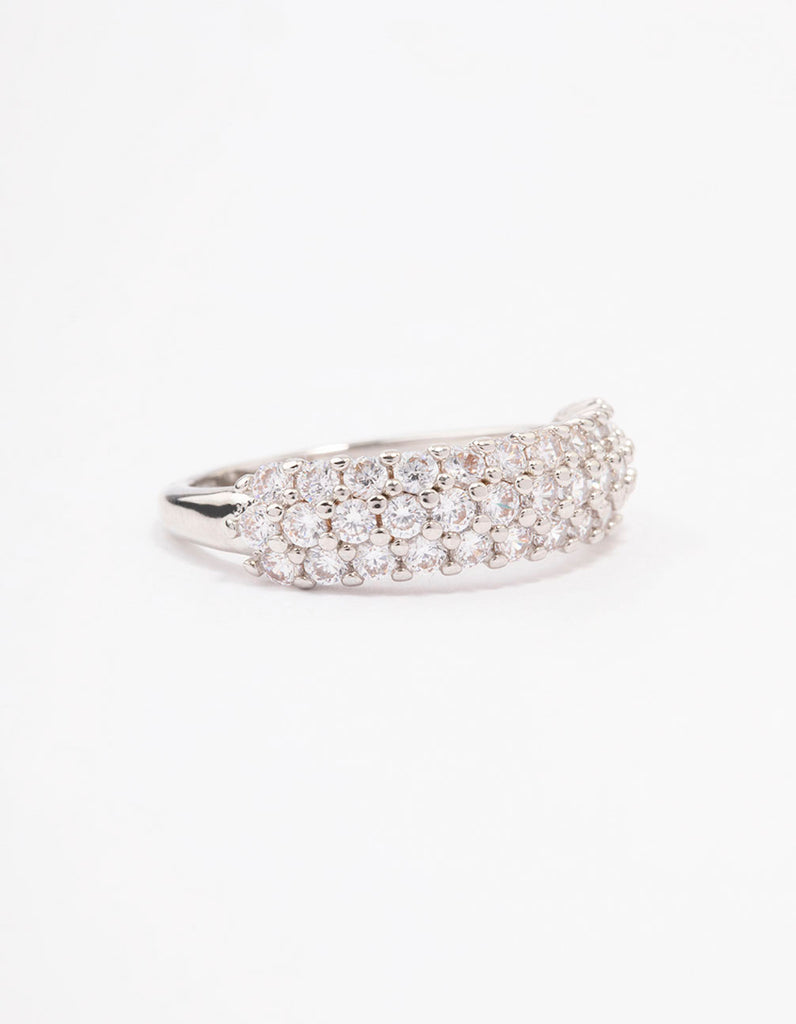 RHODIUM FINE CZ BAND 2 PACK RINGS - SM
