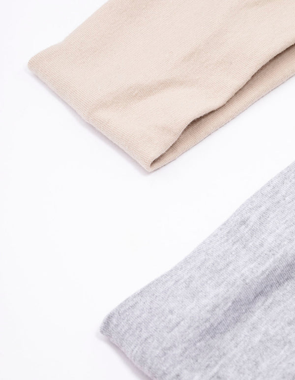 Grey & Beige Stretchy Fabric Headband Pack