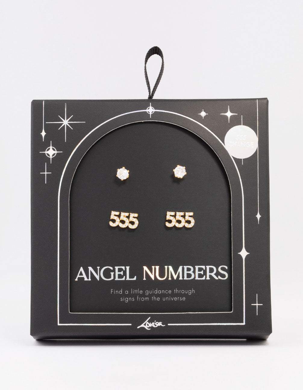 Gold Plated Cubic Zirconia Angel Number 555 Stud Earring Pack
