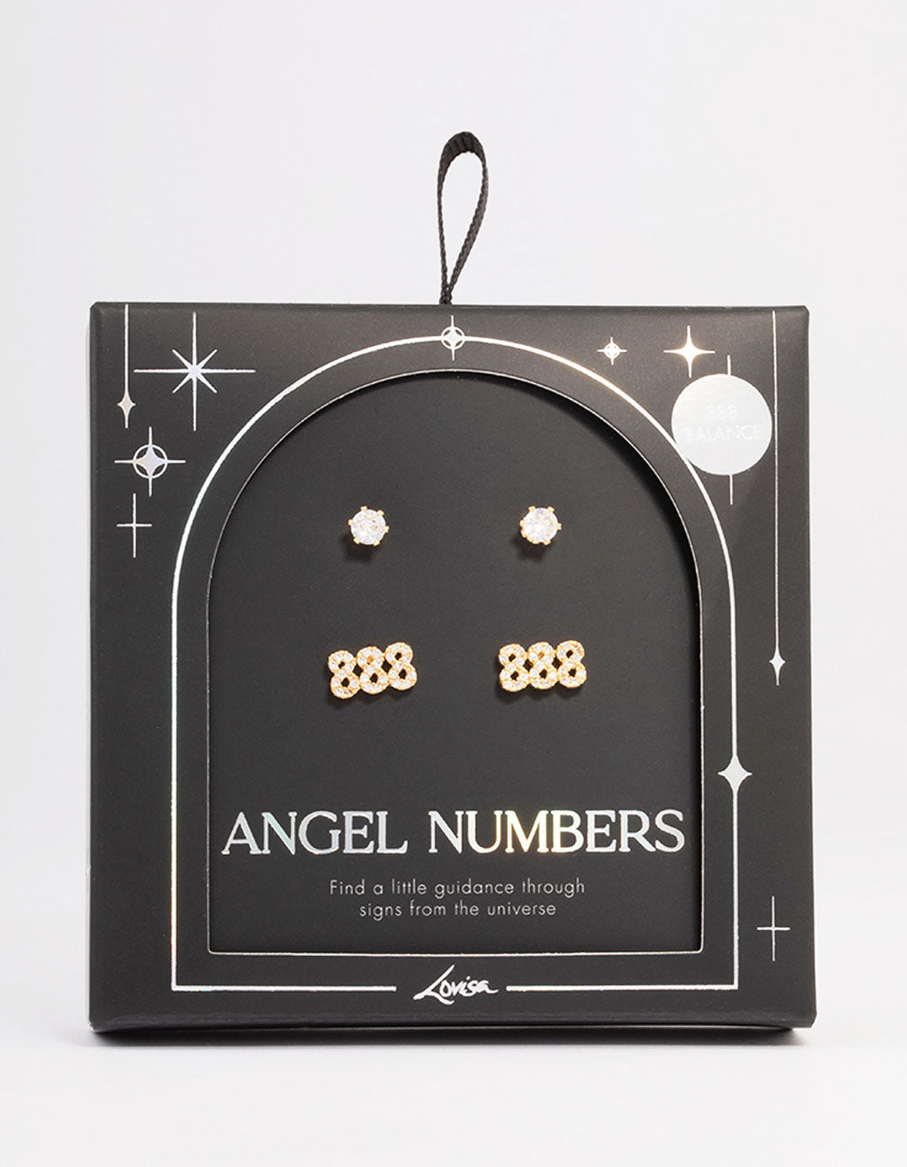 Gold Plated Cubic Zirconia Angel Number 888 Stud Earring Pack