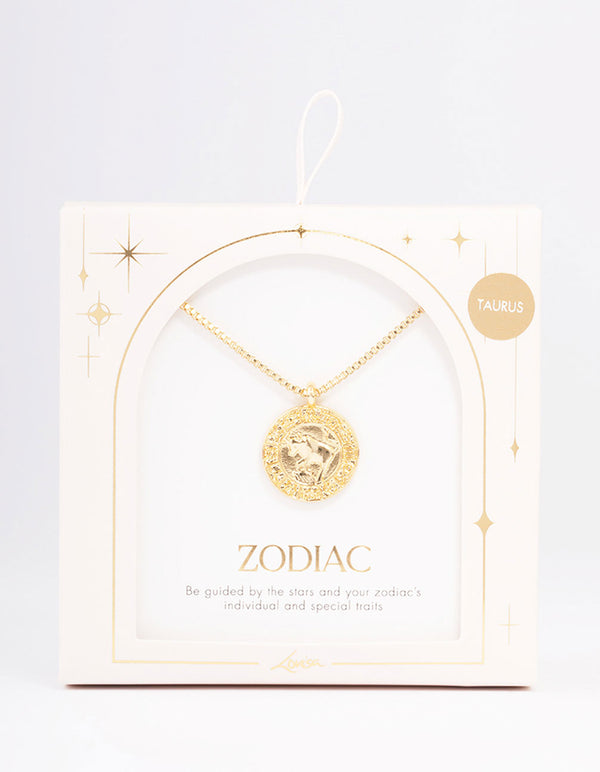 Gold Plated Taurus Star Sign Pendant Necklace