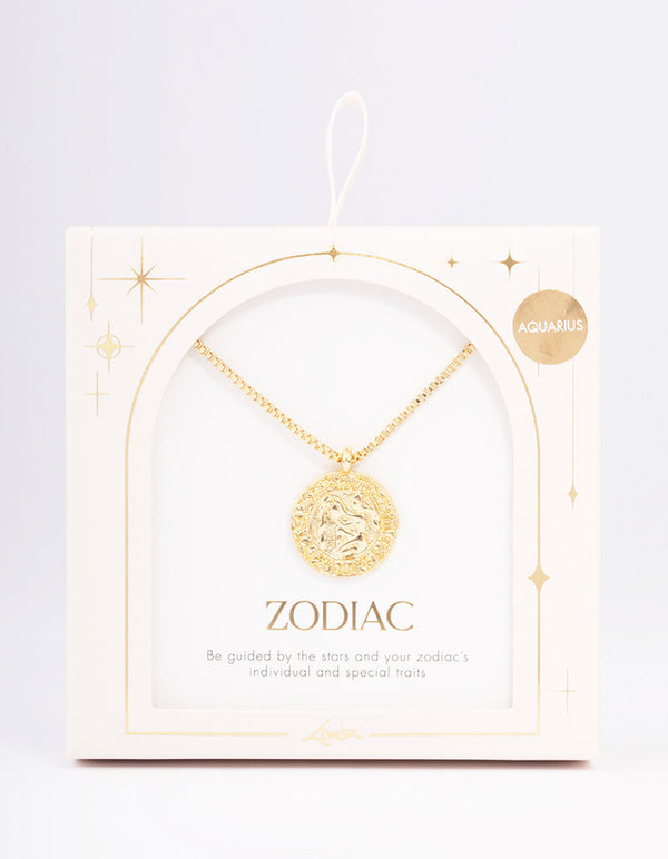 Gold Plated Aquarius Star Sign Pendant Necklace