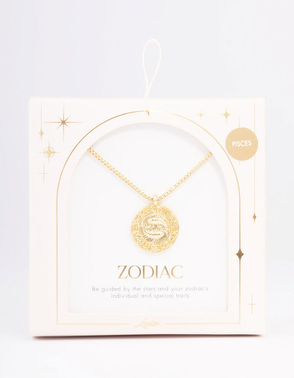 Gold Plated Pisces Star Sign Pendant Necklace
