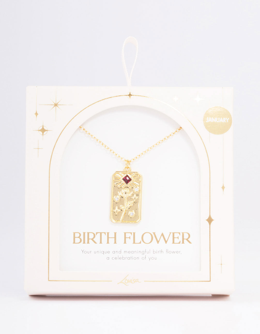 Gold Plated January Birth Month Flower Pendant Necklace