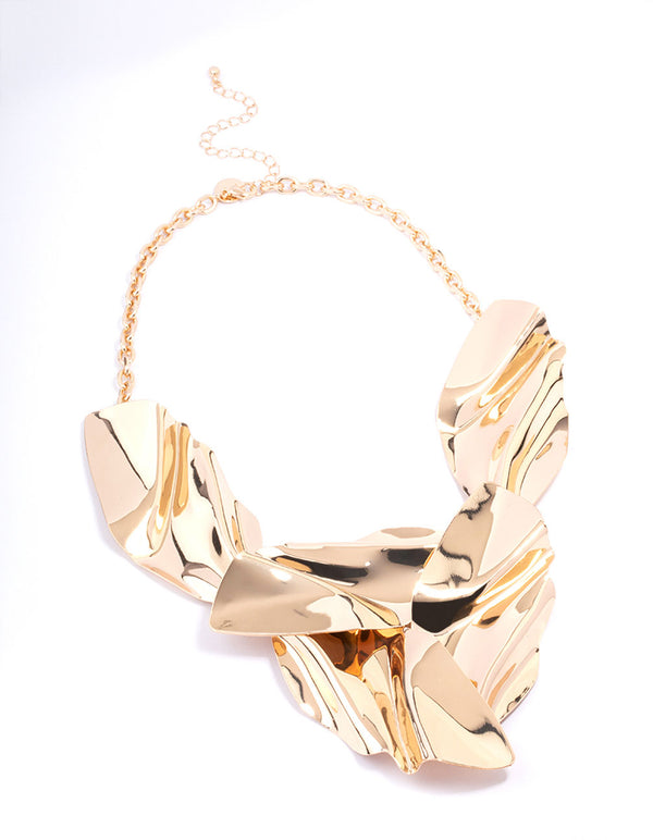Gold Abstract Disc Short Necklace