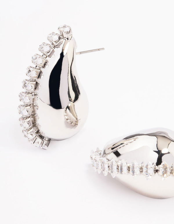 Silver Small Teardrop Stud Earrings