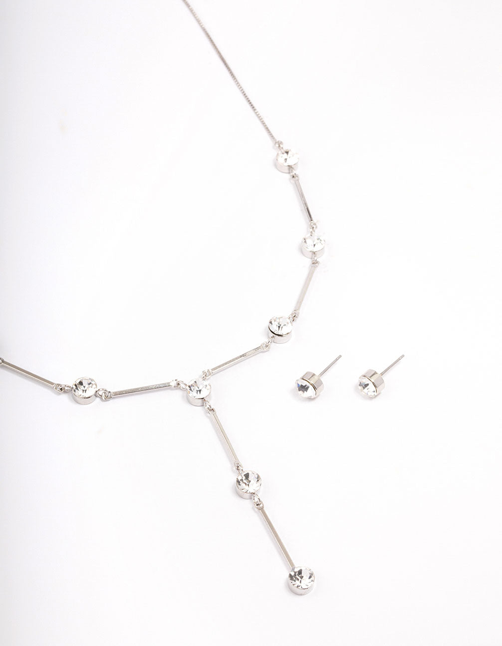Silver Diamante Drop Jewellery Set