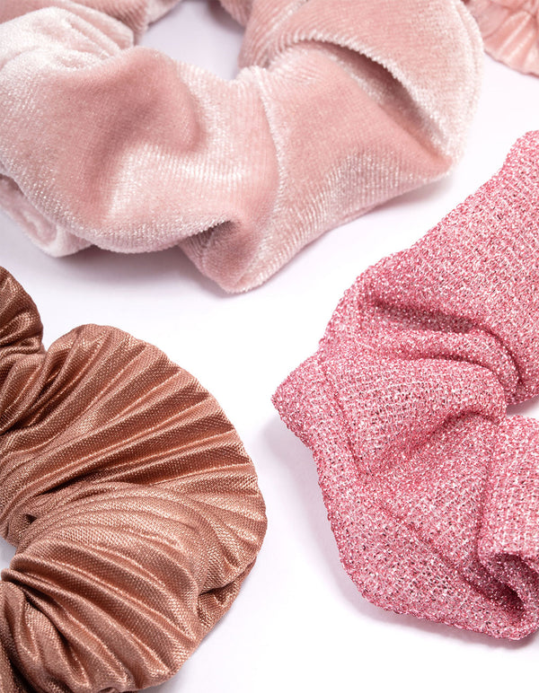 Pink Christmas Hair Scrunchie Gift 4-Pack
