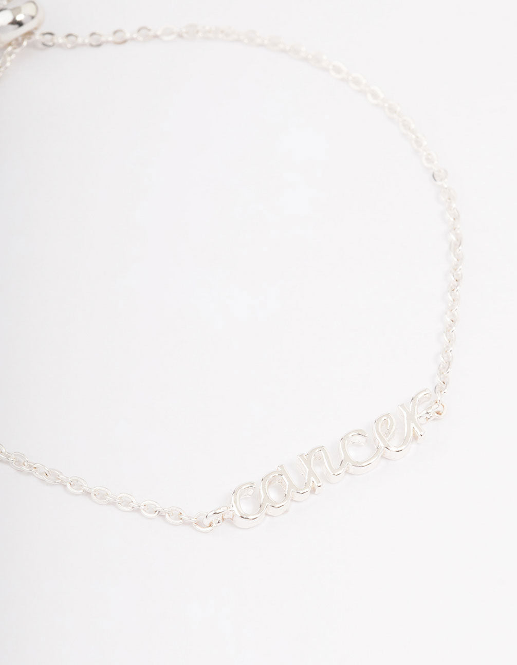 Silver Plated Cancer Script Bracelet