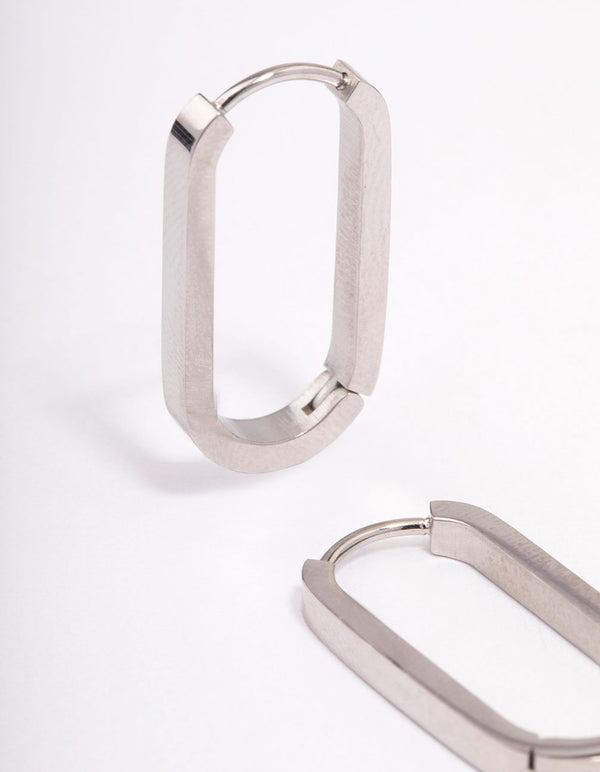 Surgical Steel Large Rectangular Huggie Earrings
