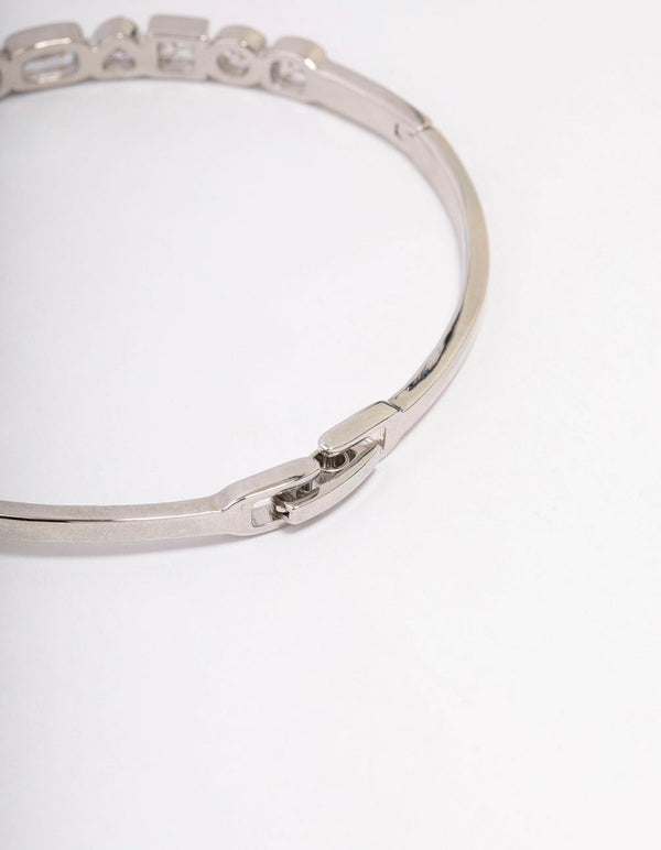 Silver Cubic Zirconia Mixed Shape Stone Bangle