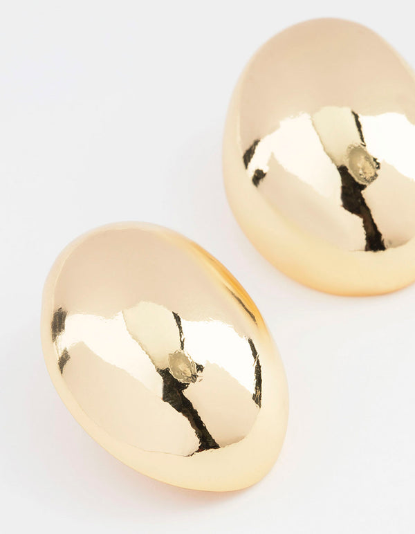 Gold Plated Oval Bold Stud Earrings