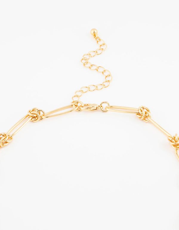 Gold Plated Open Link Knotted Pendant Necklace