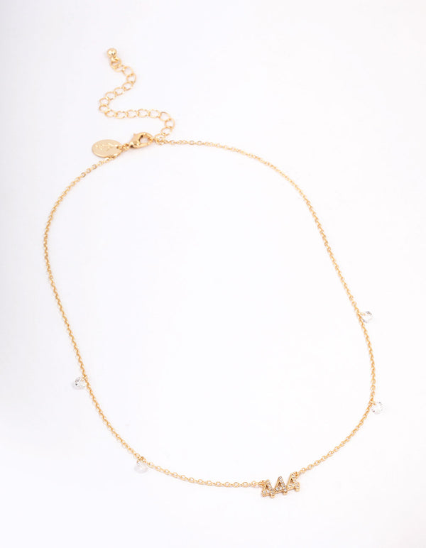 Gold Plated 444 Angel Number Cubic Zirconia Pendant Necklace