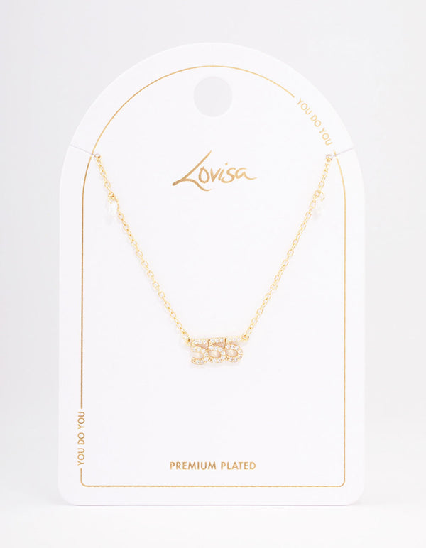 Gold Plated 555 Angel Number Cubic Zirconia Pendant Necklace