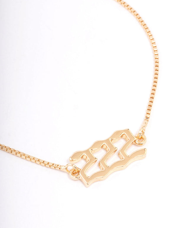 Gold Plated 222 Angel Number Bracelet