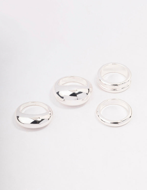 Silver Organic Smooth Ring Pack