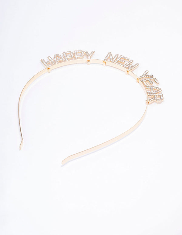 Gold Crystal Happy New Year Headband