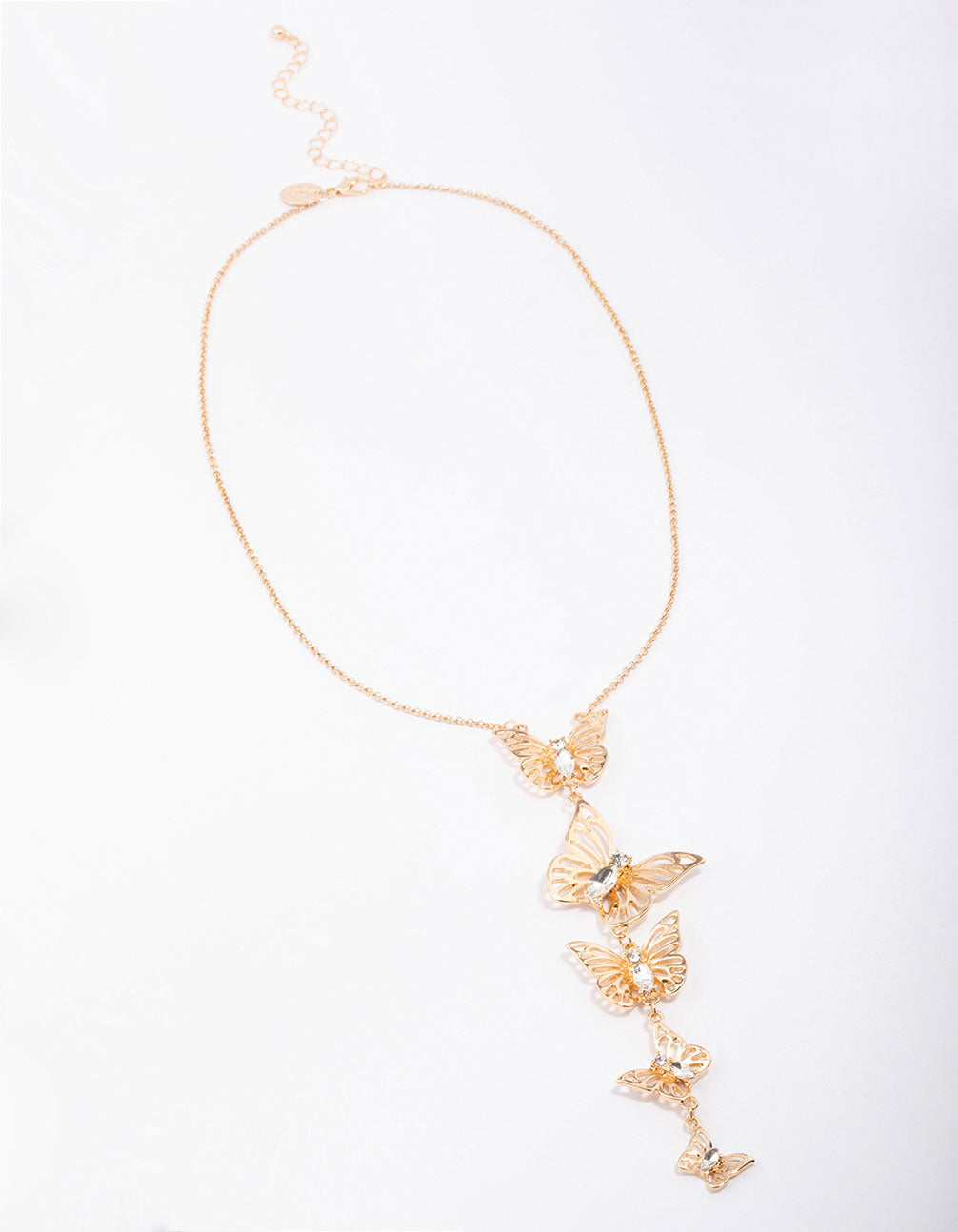 Gold Butterfly Drop Necklace
